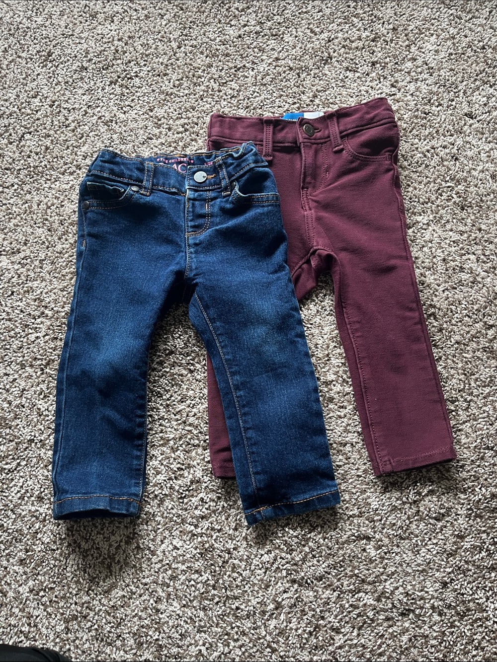 Baby Stretch Jeans and Burgundy Jeggings Bundle Size 18-24 Months